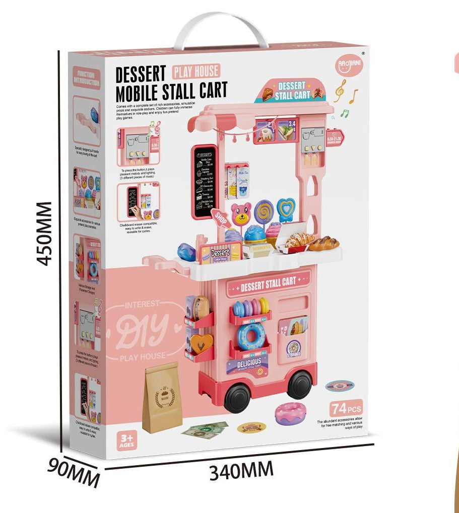 2-IN-1 DESSERT TABLE CART+WRITING BOARD 74PCS