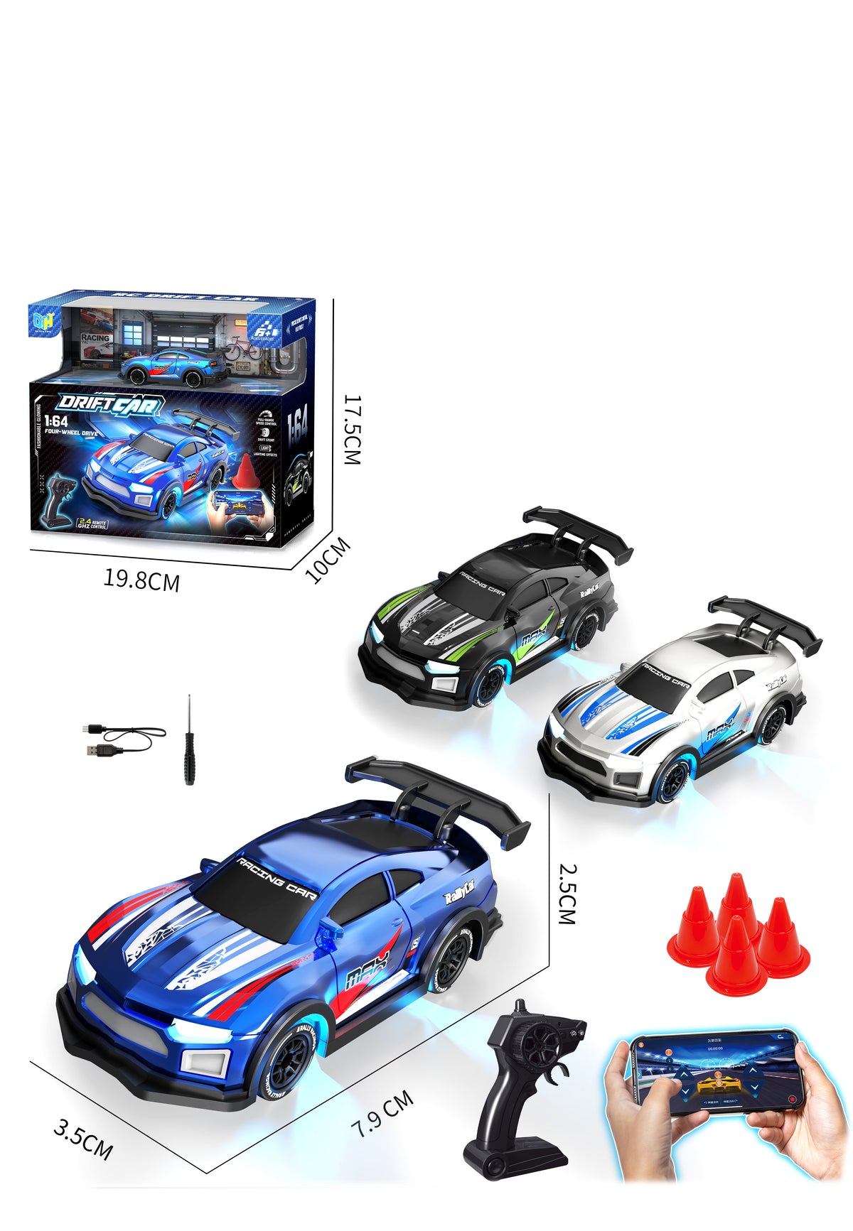 سيارة دريفت R/C مقياس 1:64 – إثارة التحكم عن بُعد