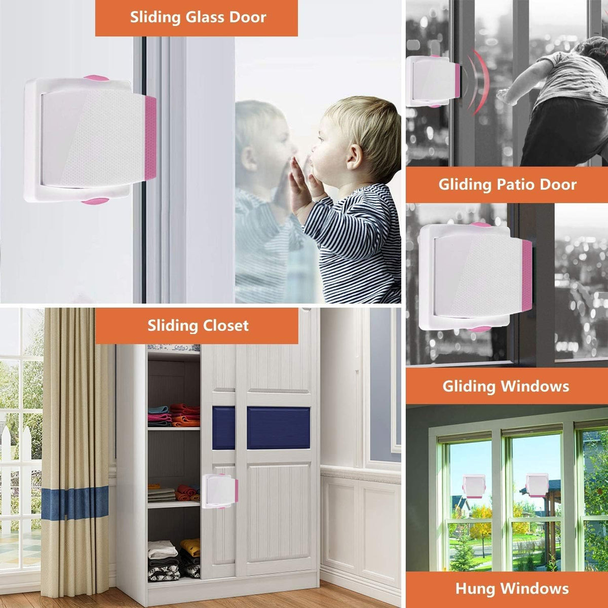 Baby Safe - Multipurpose Window Stopper - Set of 4 - Pink