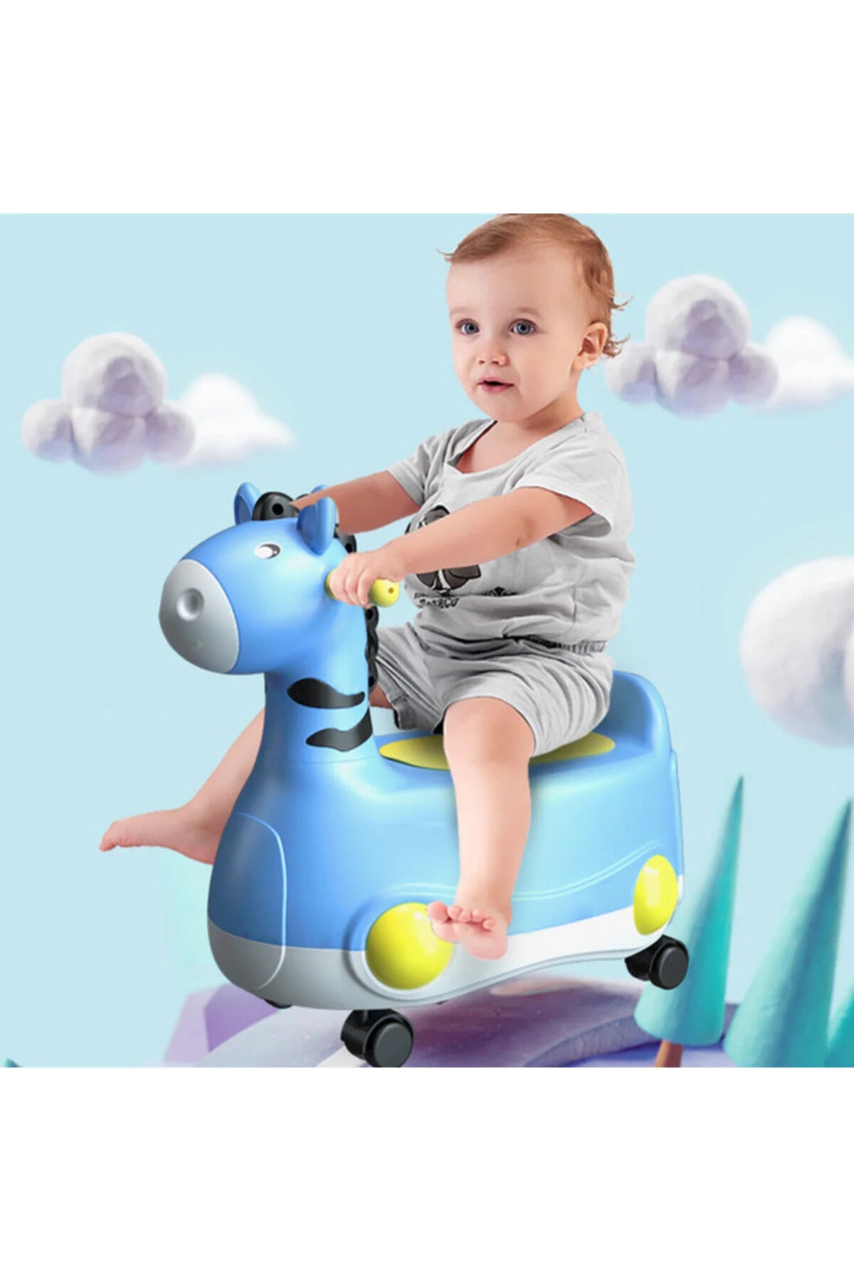 Eazy Kids Horse Potty Car - Blue