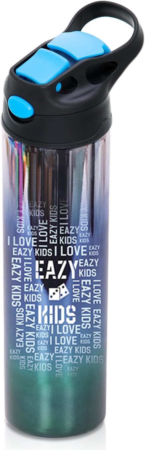 قارورة Eazy Kids ستيل جدار مزدوج 530مل – ترطيب يومي لا ينقطع – أزرق