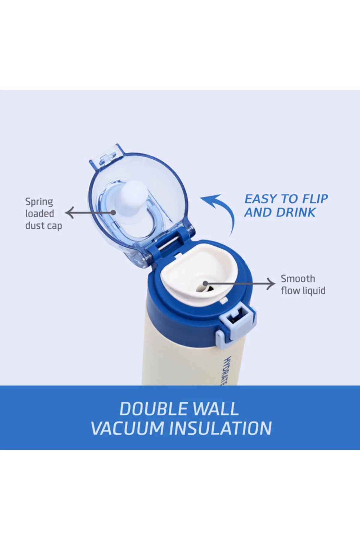 Eazy Kids Double Wall Insulated Travel Water Bottle - Blue 550ml
