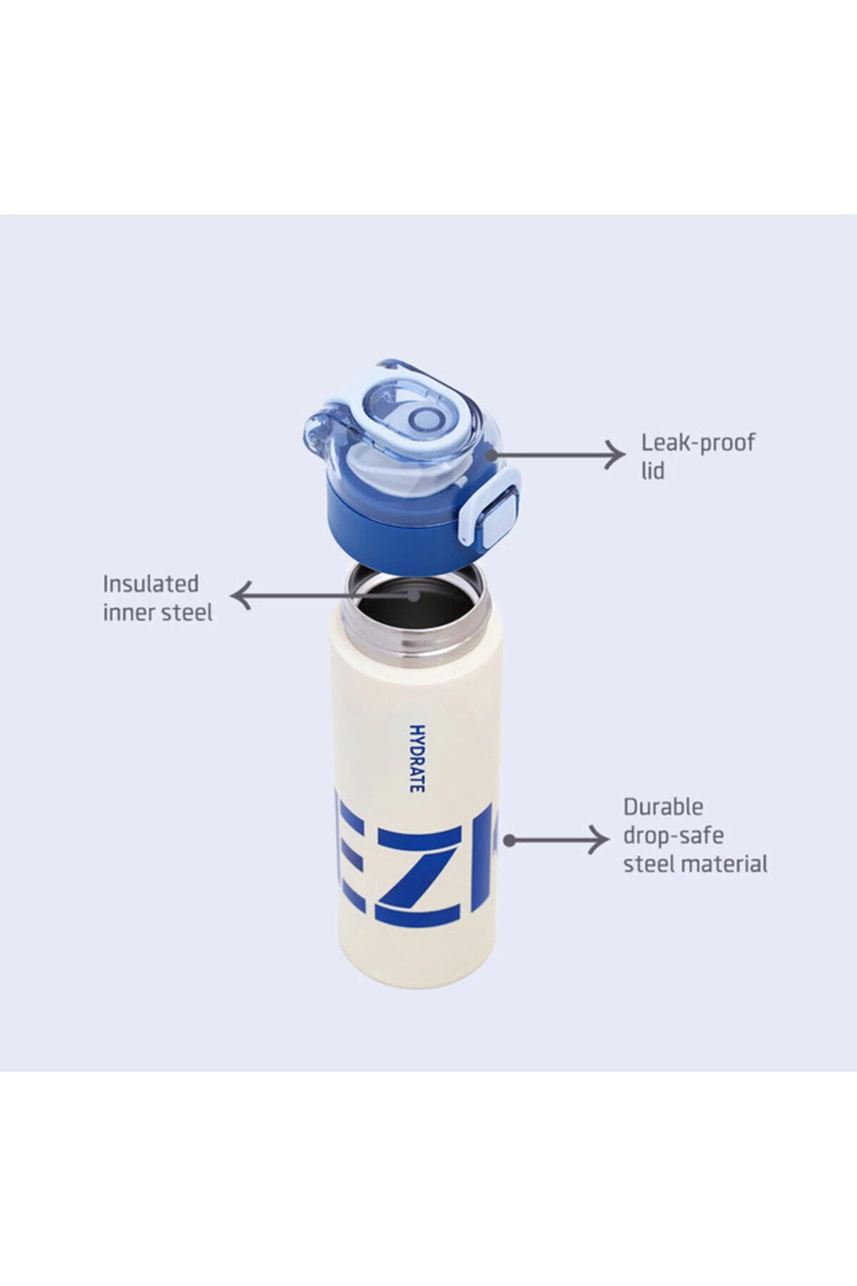 Eazy Kids Double Wall Insulated Travel Water Bottle - Blue 550ml