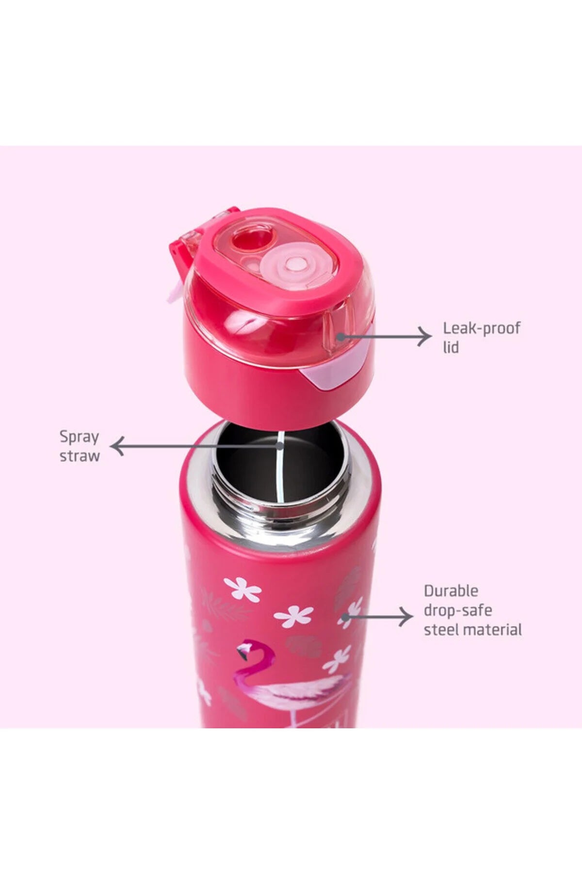 Eazy Kids Insulated SS Water Bottle w/ Spray Tropical -640ml