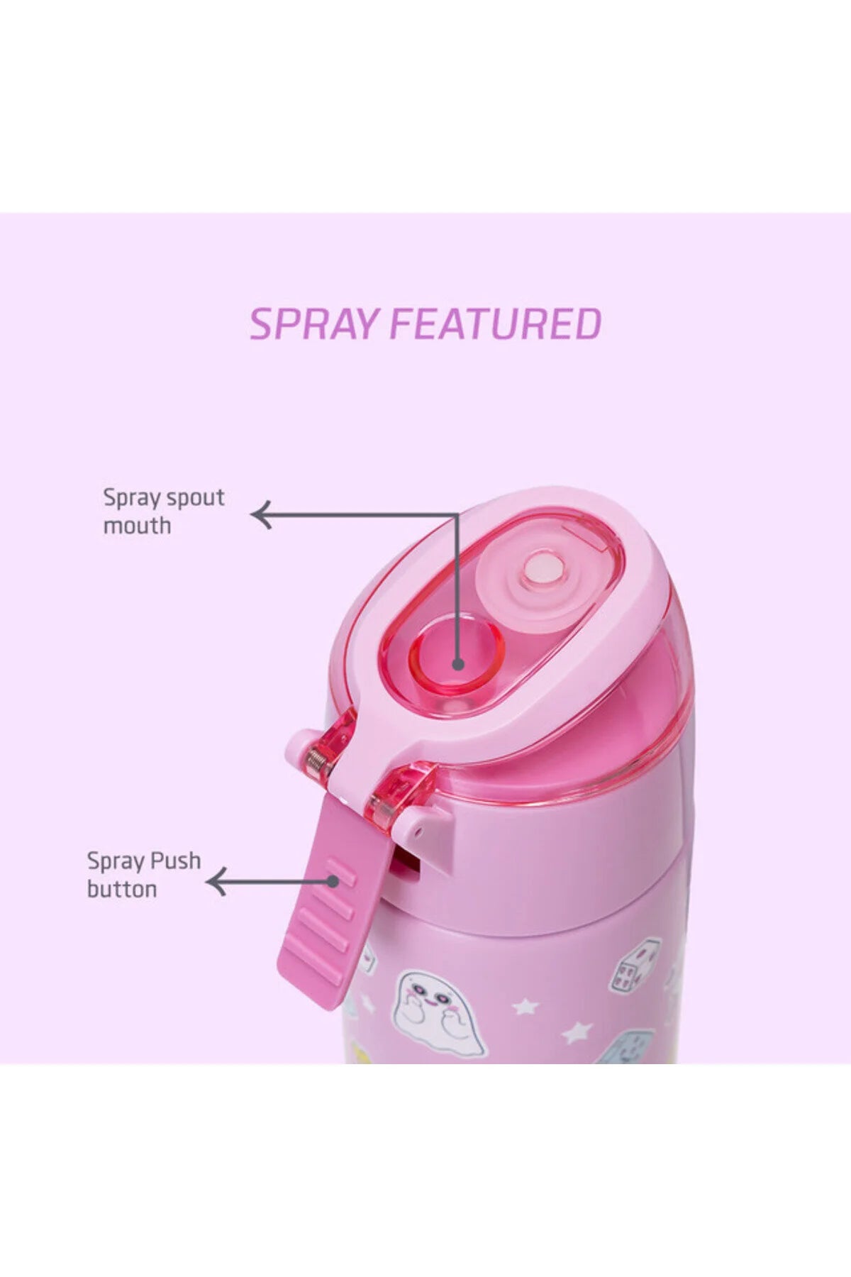 قارورة Eazy Kids ستيل مع رذاذ 640ml – ترطيب يومي لا ينقطع – وردي