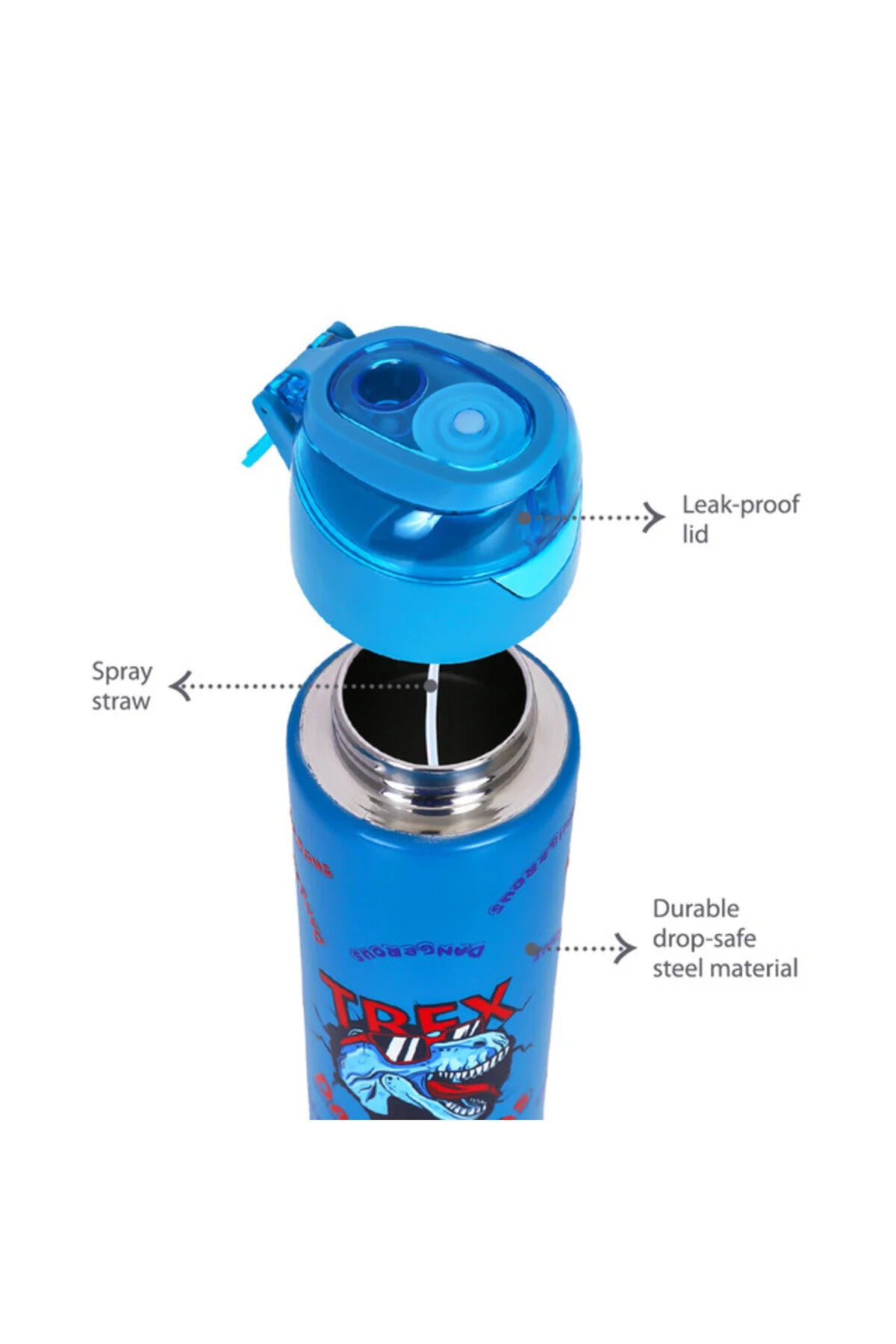 Eazy Kids Insulated Steel Water Bottle w/ Spray Dino - 640ml