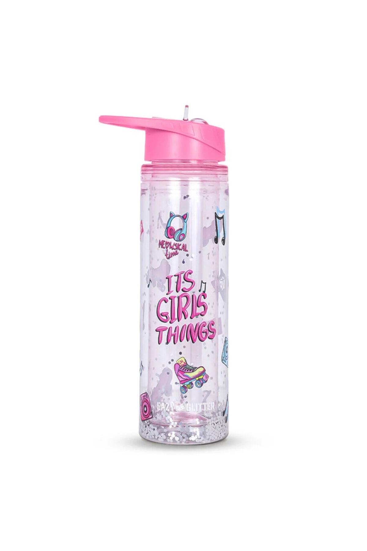 Eazy Kids Tritan Double Wall Glitter 550ml Water Bottle - It's Girls Things Pink