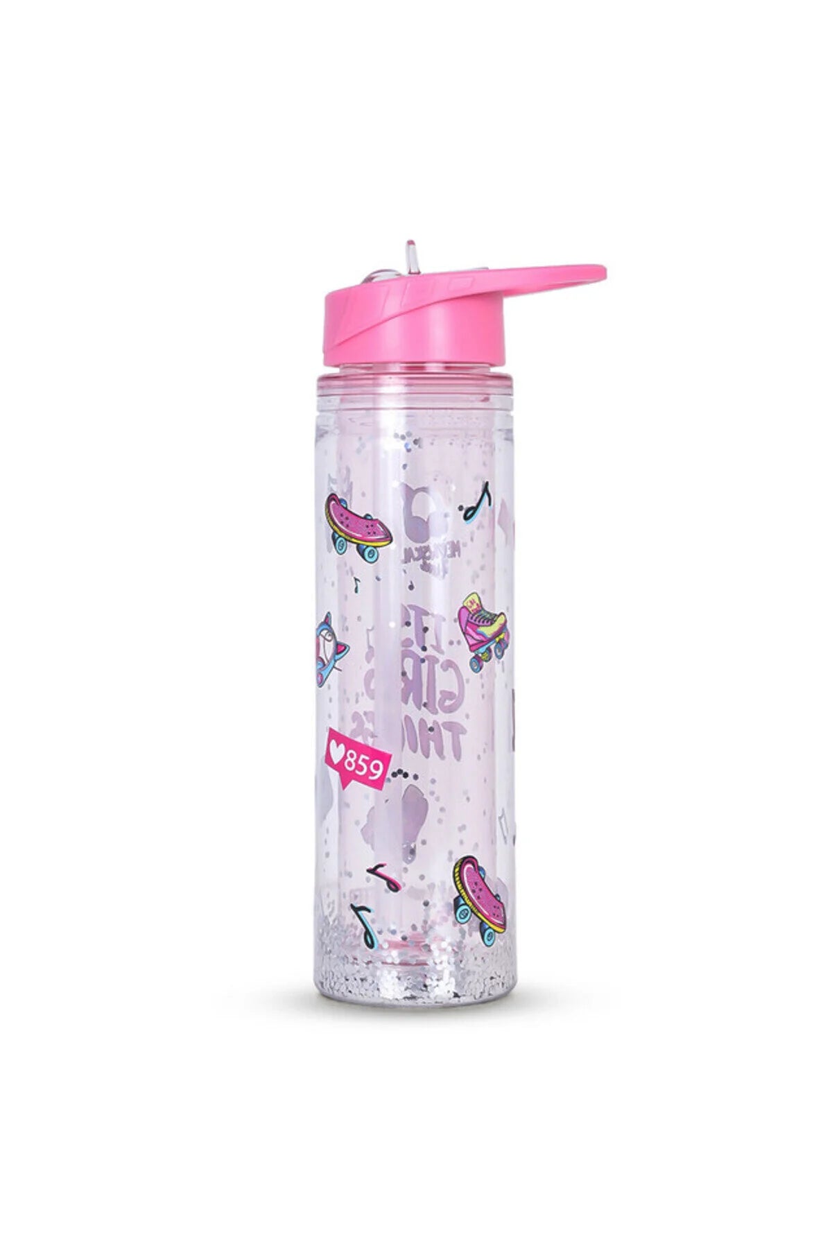 Eazy Kids Tritan Double Wall Glitter 550ml Water Bottle - It's Girls Things Pink