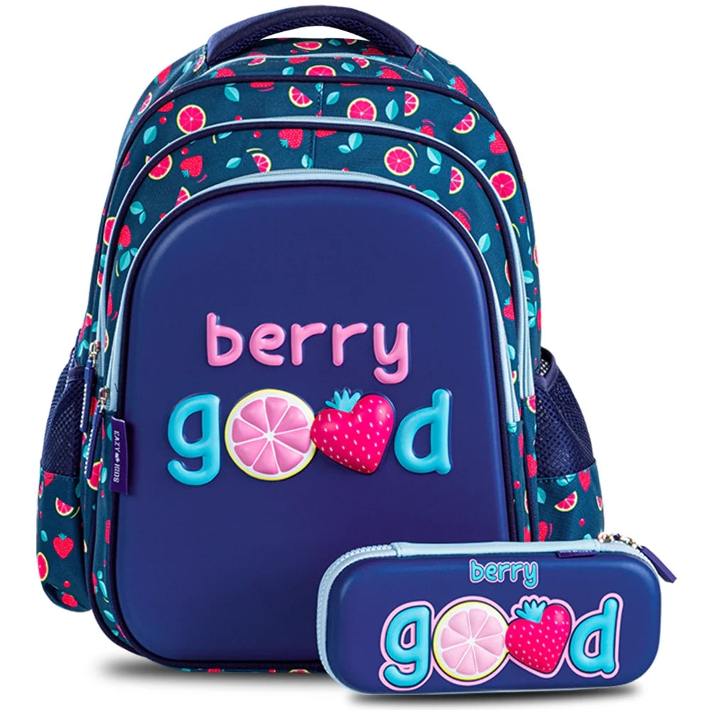 Eazy Kids School Bag w/ Pencil Case 16 - Berry Good Blue