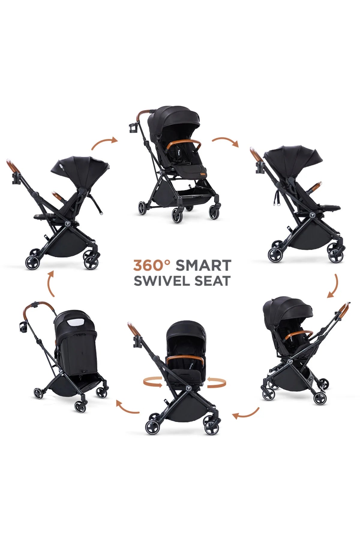 TEKNUM Compacto Auto Fold 360° Reversible Stroller - Black