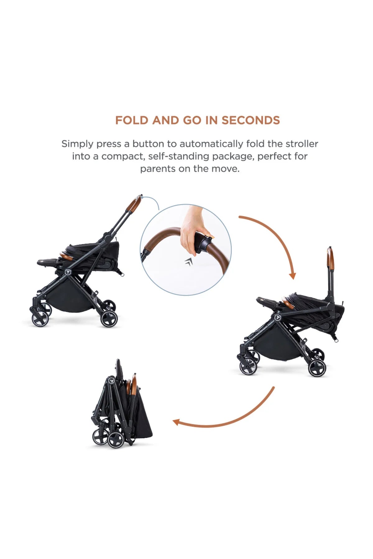 TEKNUM Compacto Auto Fold 360° Reversible Stroller - Black