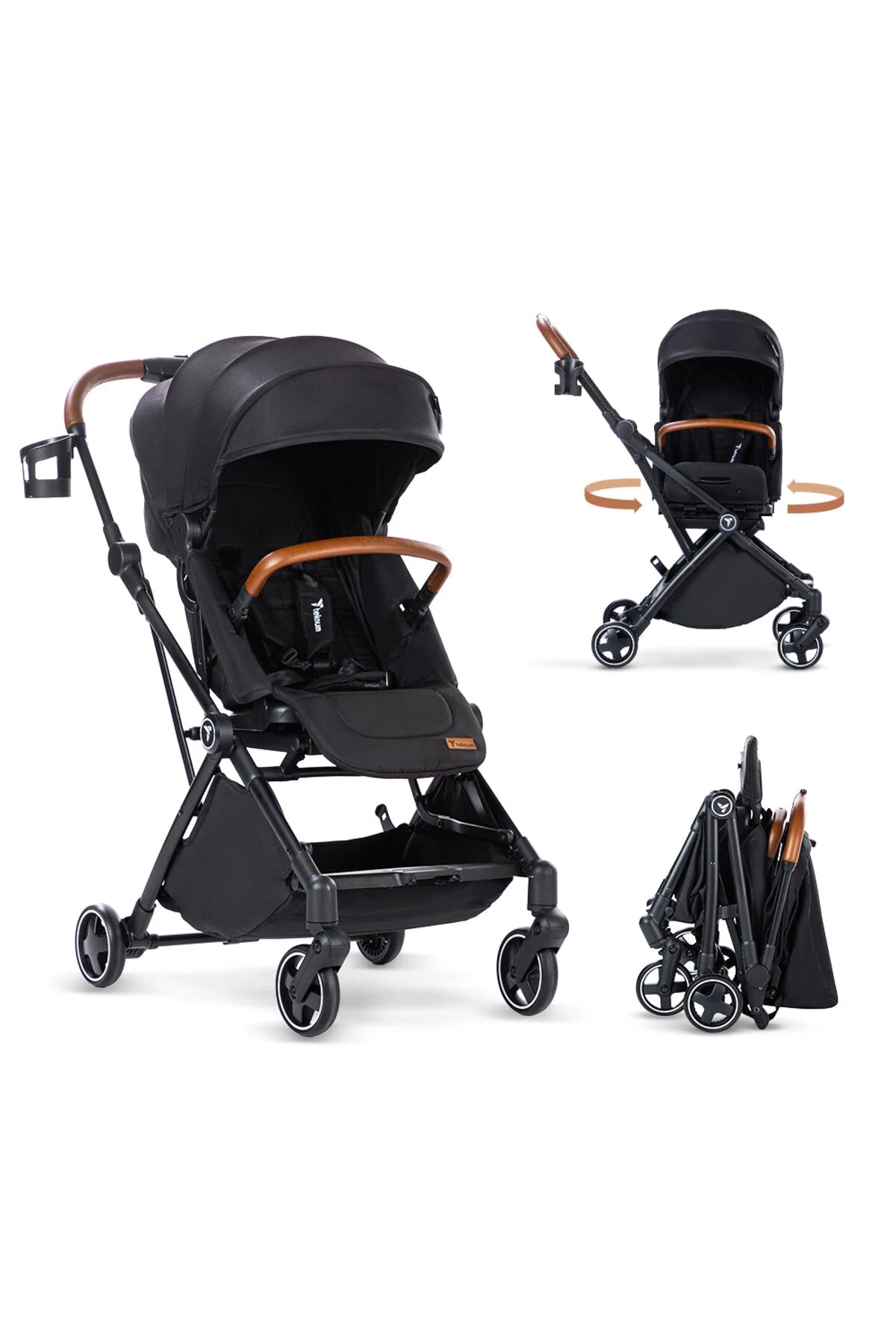TEKNUM Compacto Auto Fold 360° Reversible Stroller - Black