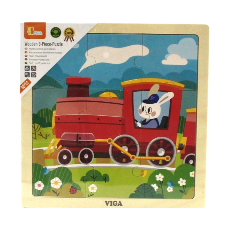 Viga - Wooden 9-Piece-Puzzle, Train