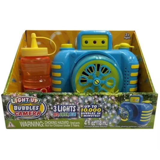 PLACO TOYS LIGHT UP BUBBLE CAMERA WITH 4OZ BUBBLE SOLUTION