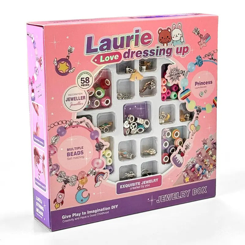 Laurie Love Dressing Up Diy Jewelry Box-58 Pieces