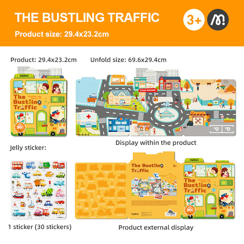 mideer Reusable Jelly Sticker Set - The Bustling Traffic
