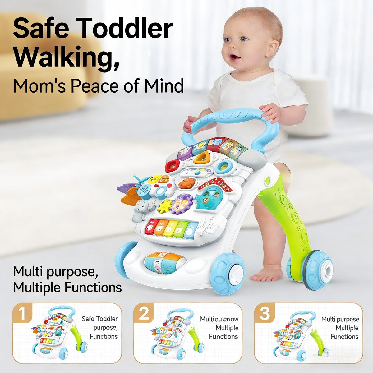 3-in-1 Multifunctional Baby Walker