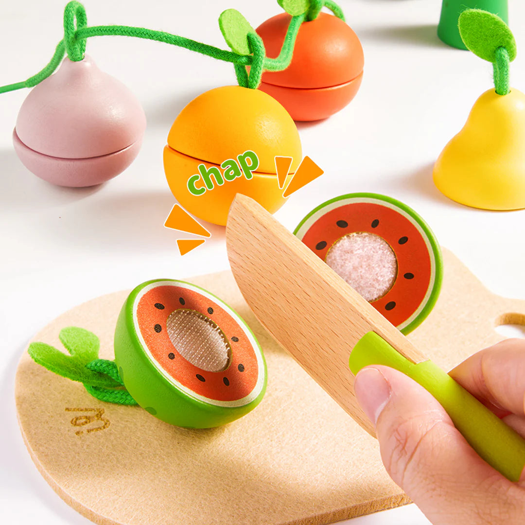 mideer Joyful Wooden Food Chopping Set-Delicious Fruit and Vegetable Shop