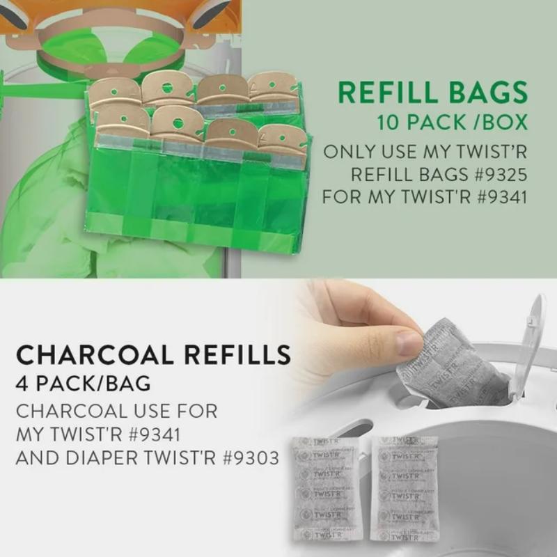 Prince Lionheart - My Twist R Nappy Disposal System Refill Bags: Lock In The Odours-10Pk-New Green