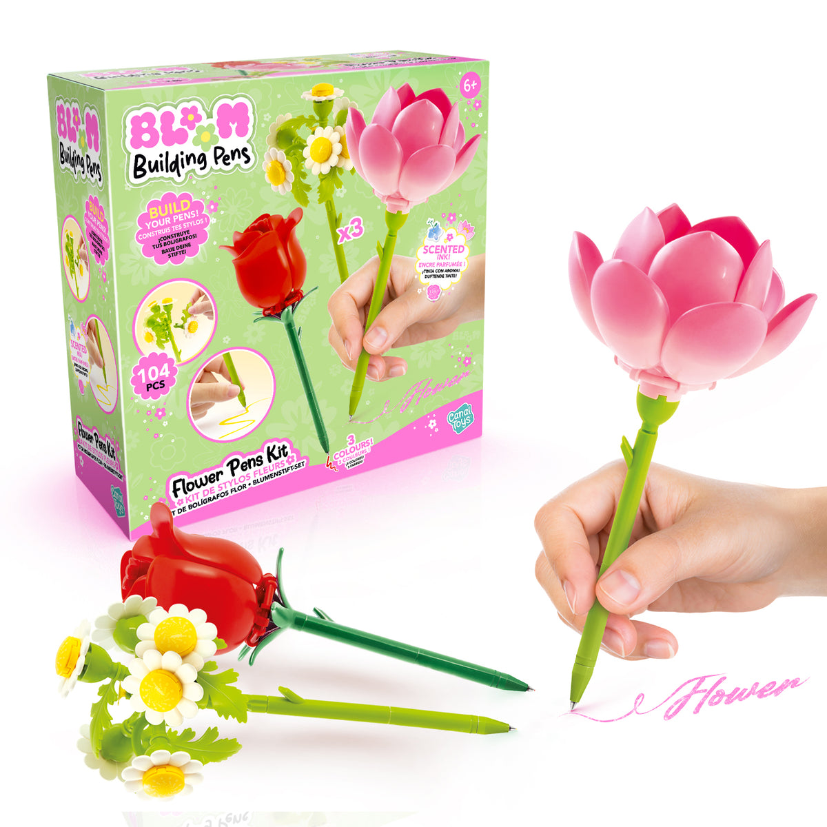 CANAL TOYS FLOWER BRICK PEN 3-PACK