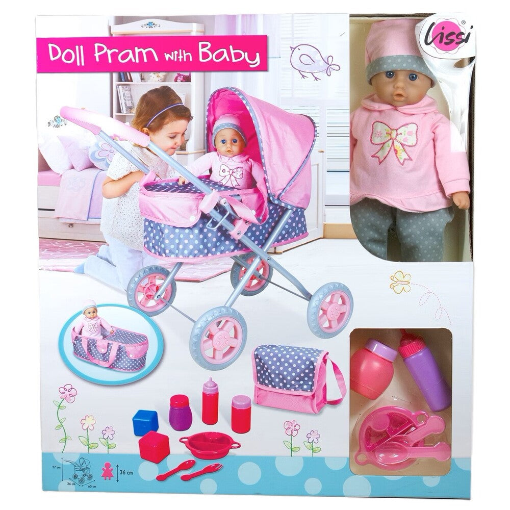 Lissi - Doll Set-Pram With 36Cm Baby With Playset