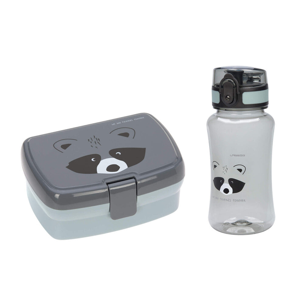Lassig - Lassig Lunch Set About Friends-Lunchbox And Drinking Bottle-Gray
