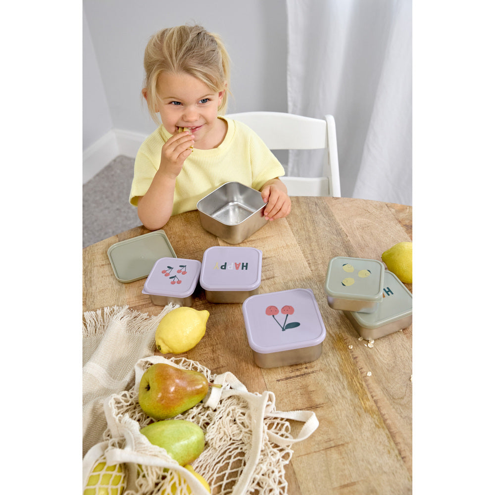 Lassig - Lassig Snackbox Stainless Steel 3 Pcs-Lilac