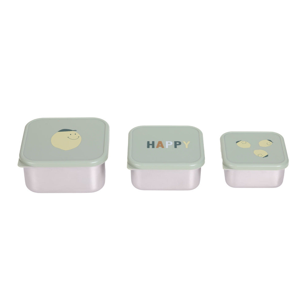 Lassig - Lassig Snackbox Stainless Steel 3 Pcs-Green