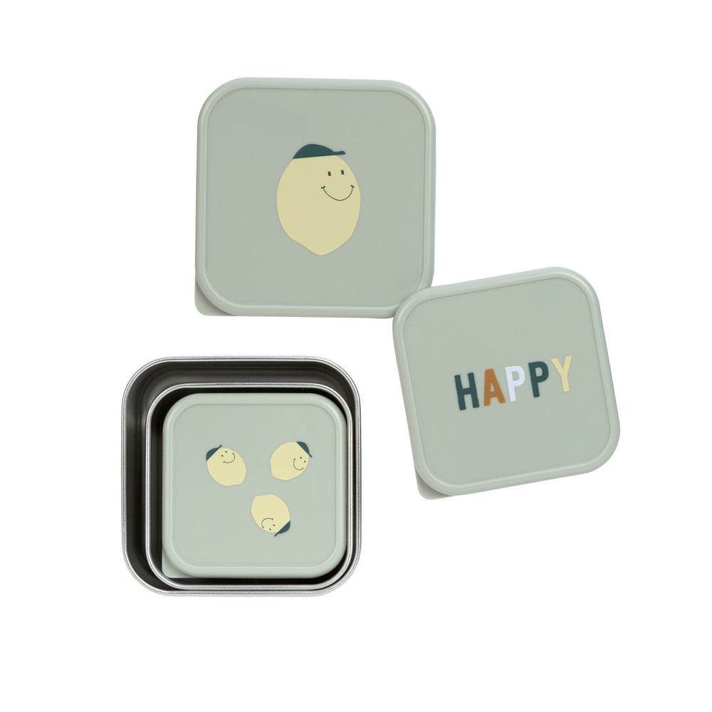 Lassig - Lassig Snackbox Stainless Steel 3 Pcs-Green