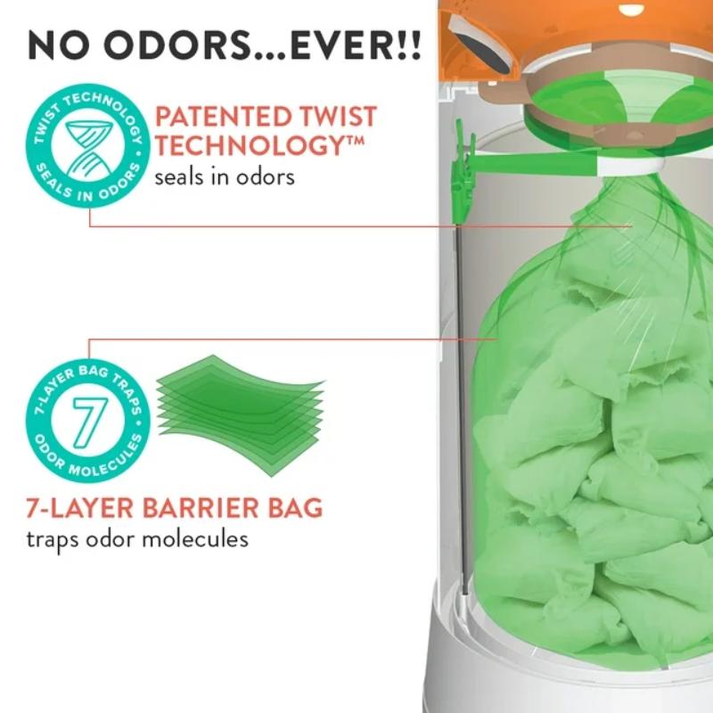 Prince Lionheart - My Twist R Nappy Disposal System Refill Bags: Lock In The Odours-10Pk-New Green