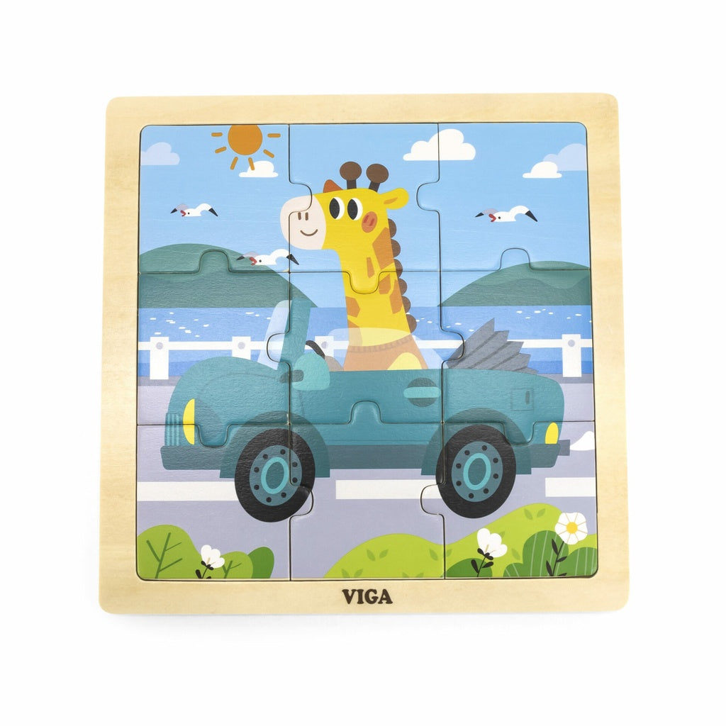 Viga - Wooden 9-Piece-Puzzle - Car