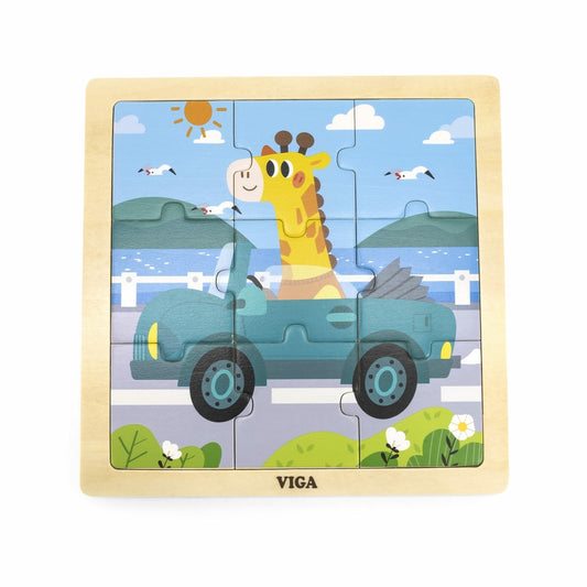 Viga - Wooden 9-Piece-Puzzle - Car