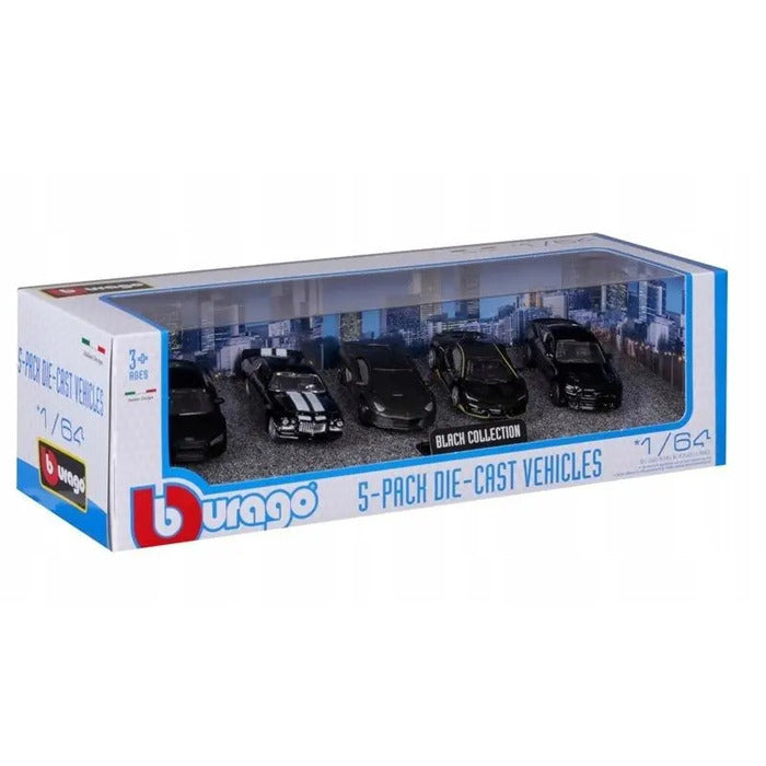 BBURAGO- BLACK COLLECTION (1:64) (5 PACK)