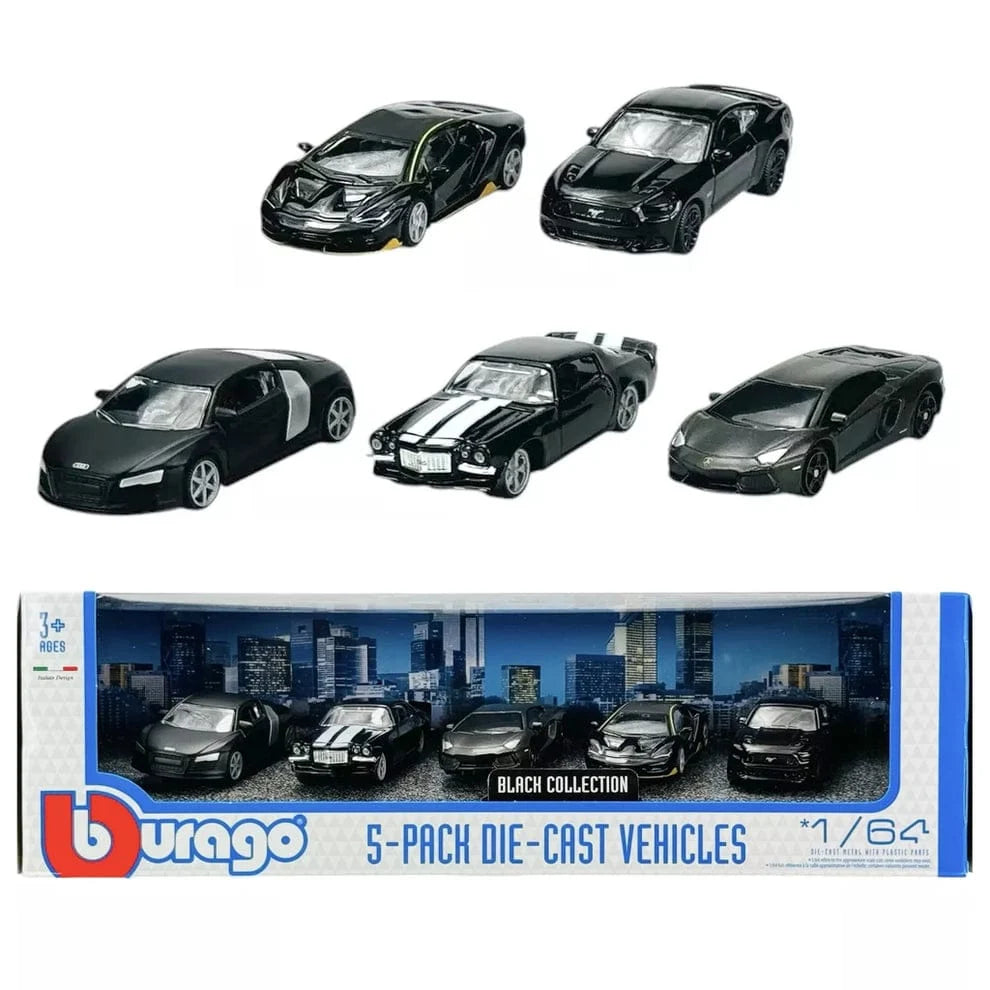 BBURAGO- BLACK COLLECTION (1:64) (5 PACK)