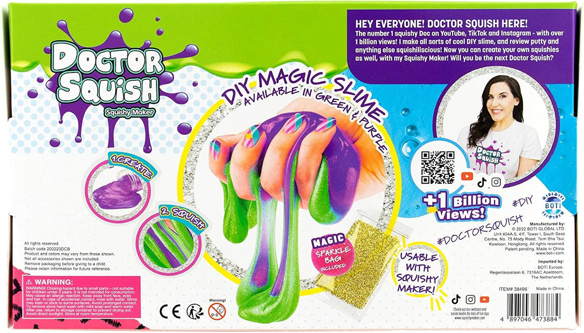 DOCTOR SQUISH - DIY MAGIC SLIME DOUBLE SET - GREEN AND PURPLE - 240 GRAMS