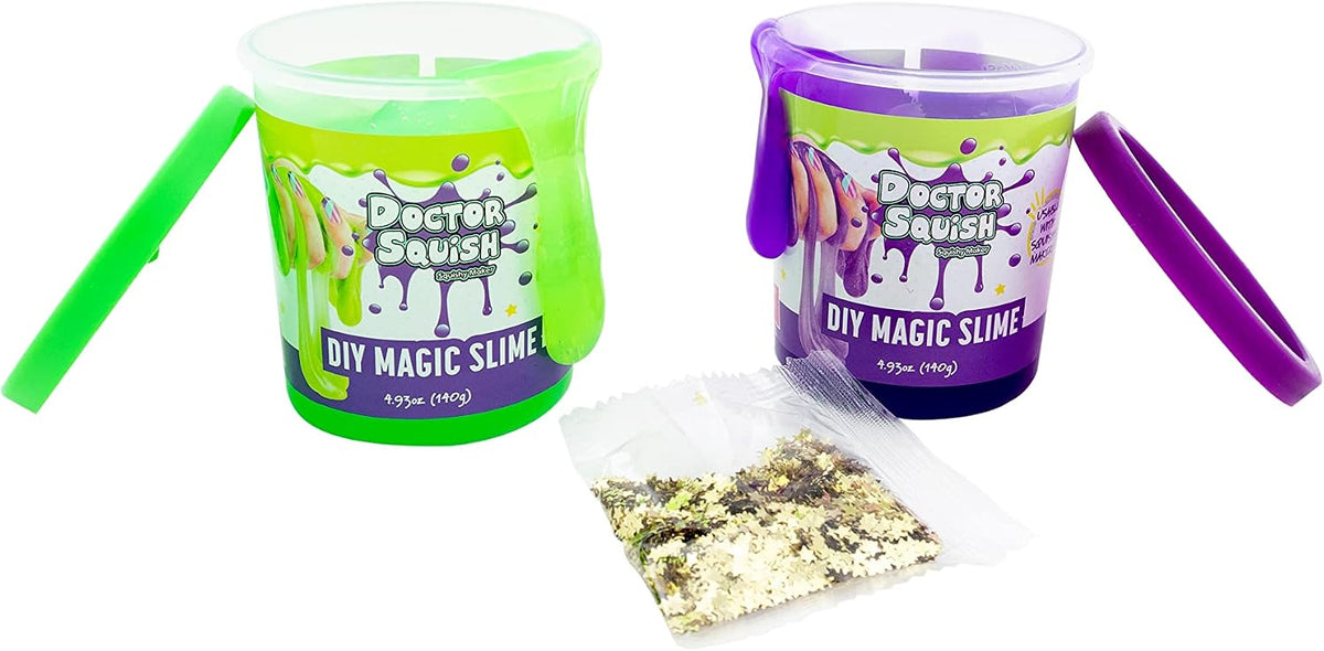 DOCTOR SQUISH - DIY MAGIC SLIME DOUBLE SET - GREEN AND PURPLE - 240 GRAMS