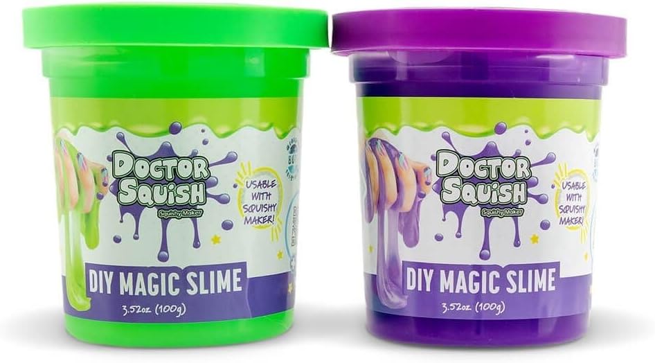DOCTOR SQUISH - DIY MAGIC SLIME DOUBLE SET - GREEN AND PURPLE - 240 GRAMS