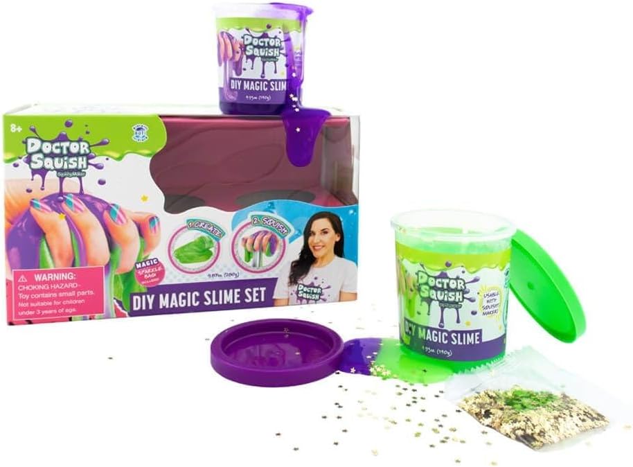 DOCTOR SQUISH - DIY MAGIC SLIME DOUBLE SET - GREEN AND PURPLE - 240 GRAMS