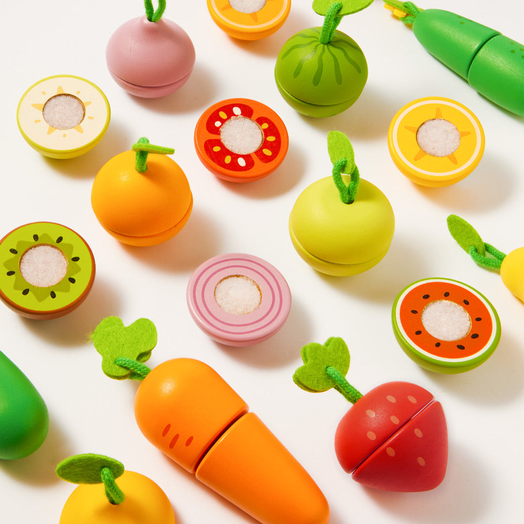 mideer Joyful Wooden Food Chopping Set-Delicious Fruit and Vegetable Shop