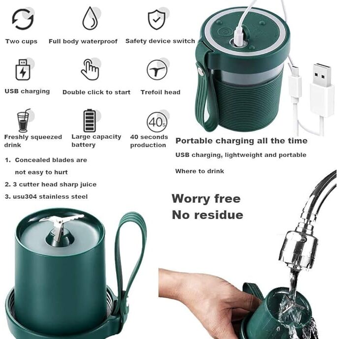 Sky - Usb Rechargeable Cordless Mini 320Ml Fruit Ice Smoothie Mixer - Grey