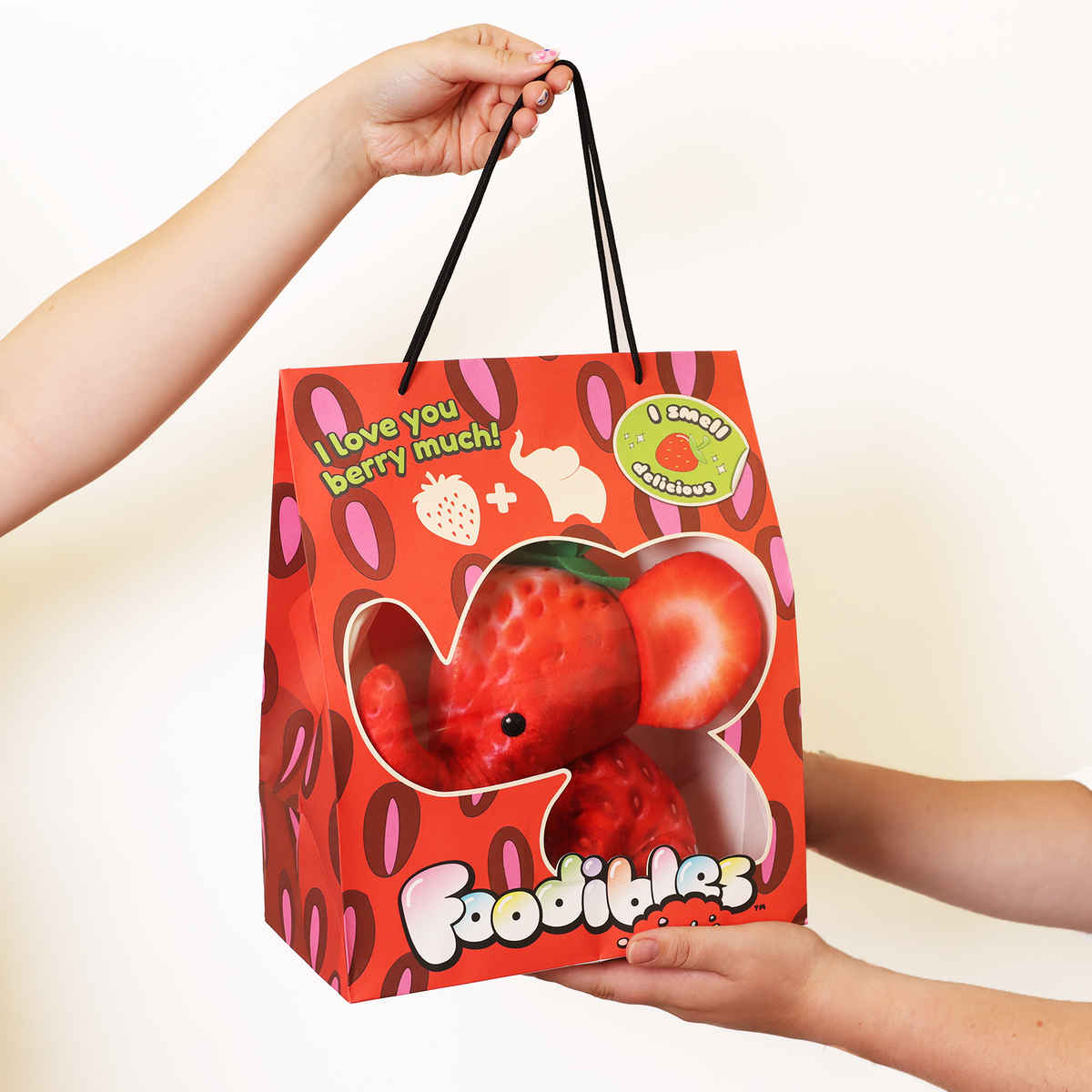 FOODIBLES LARGE SCENTED PLUSHIES - STRAWBERRY ELEPHANT