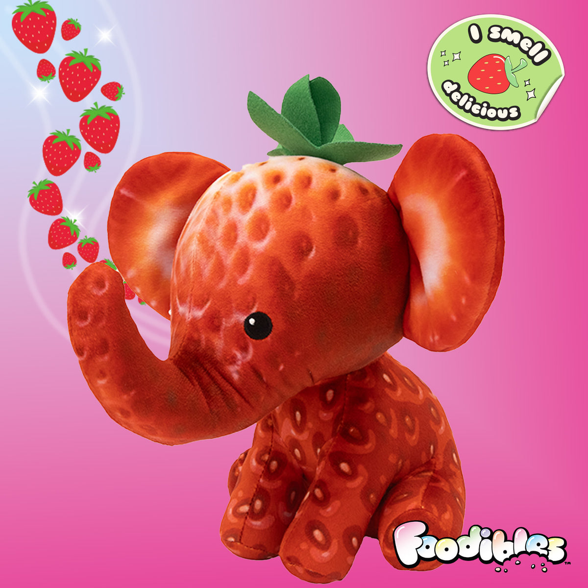 FOODIBLES LARGE SCENTED PLUSHIES - STRAWBERRY ELEPHANT