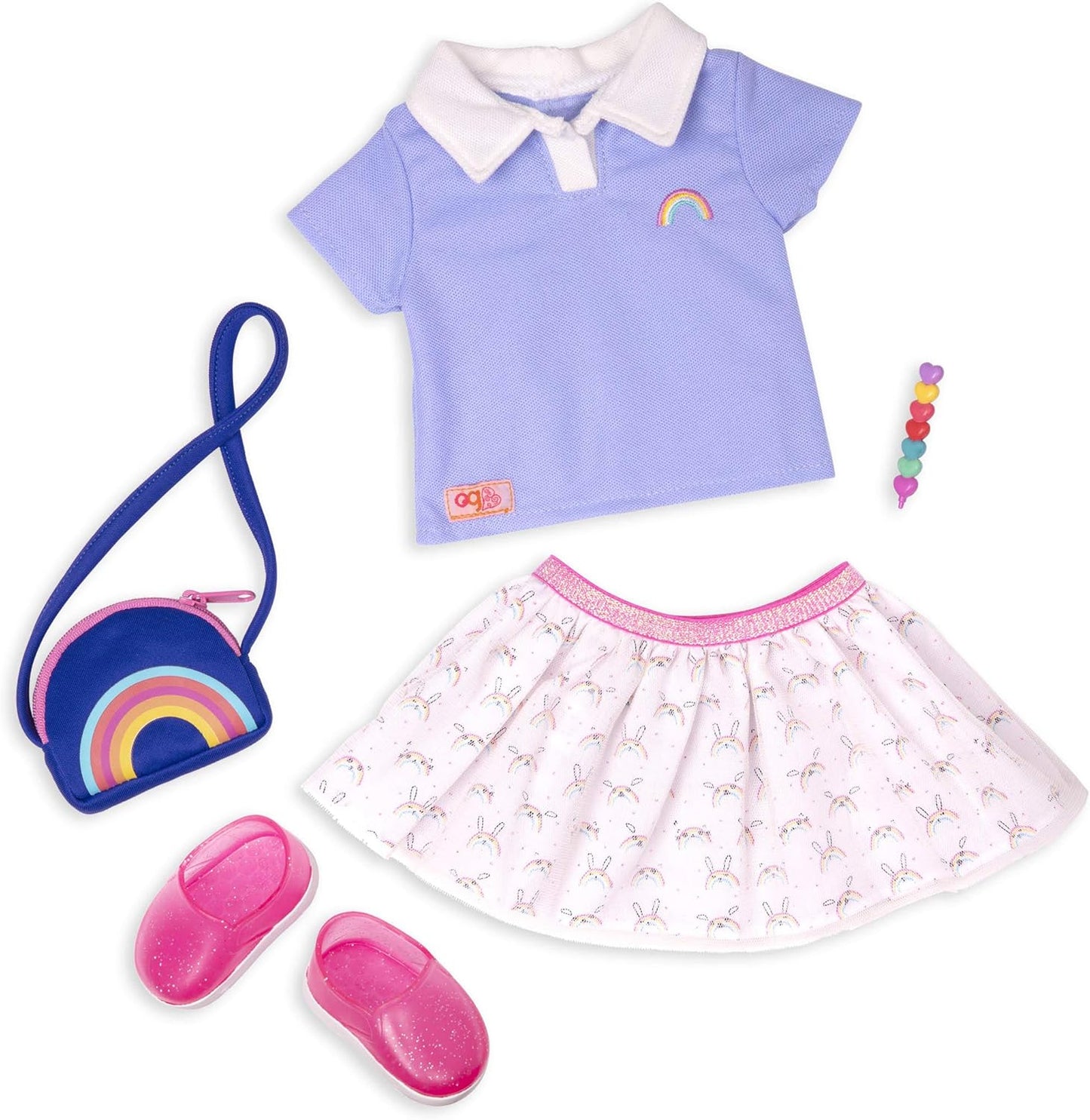 Our Generation School Outfit - Rainbow Print Shirt & Accessories