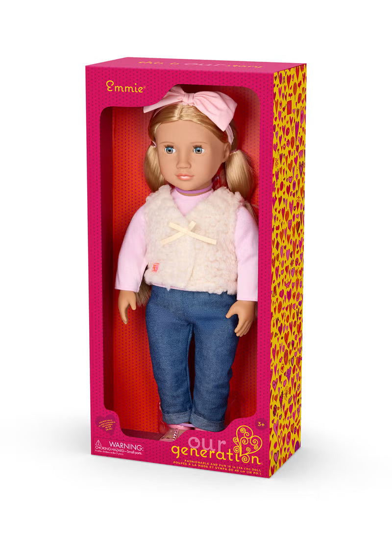 Our Generation Emmie - 18-inch Fashion Doll with Glam Fur Vest