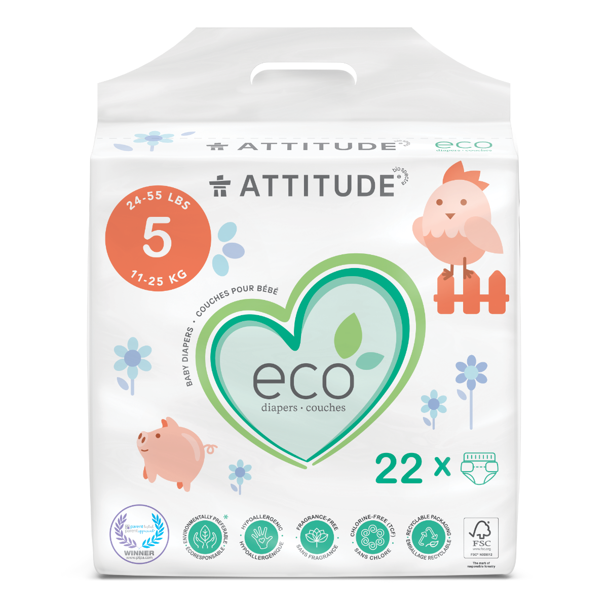 Attitude - Baby Diapers Junior Size 5 - 22 Pcs