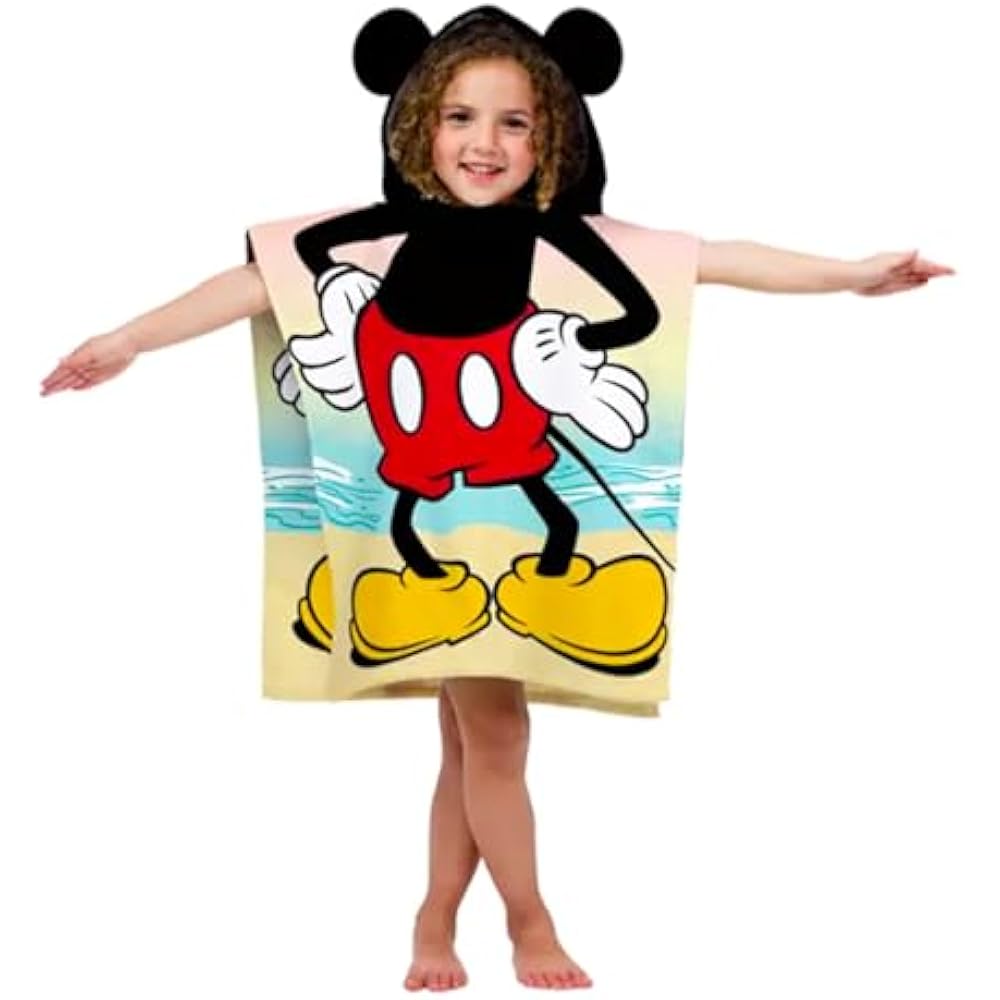 Disney - Mickey Mouse Hooded Towel For Kids-Perfect For Bath Beach And Pool