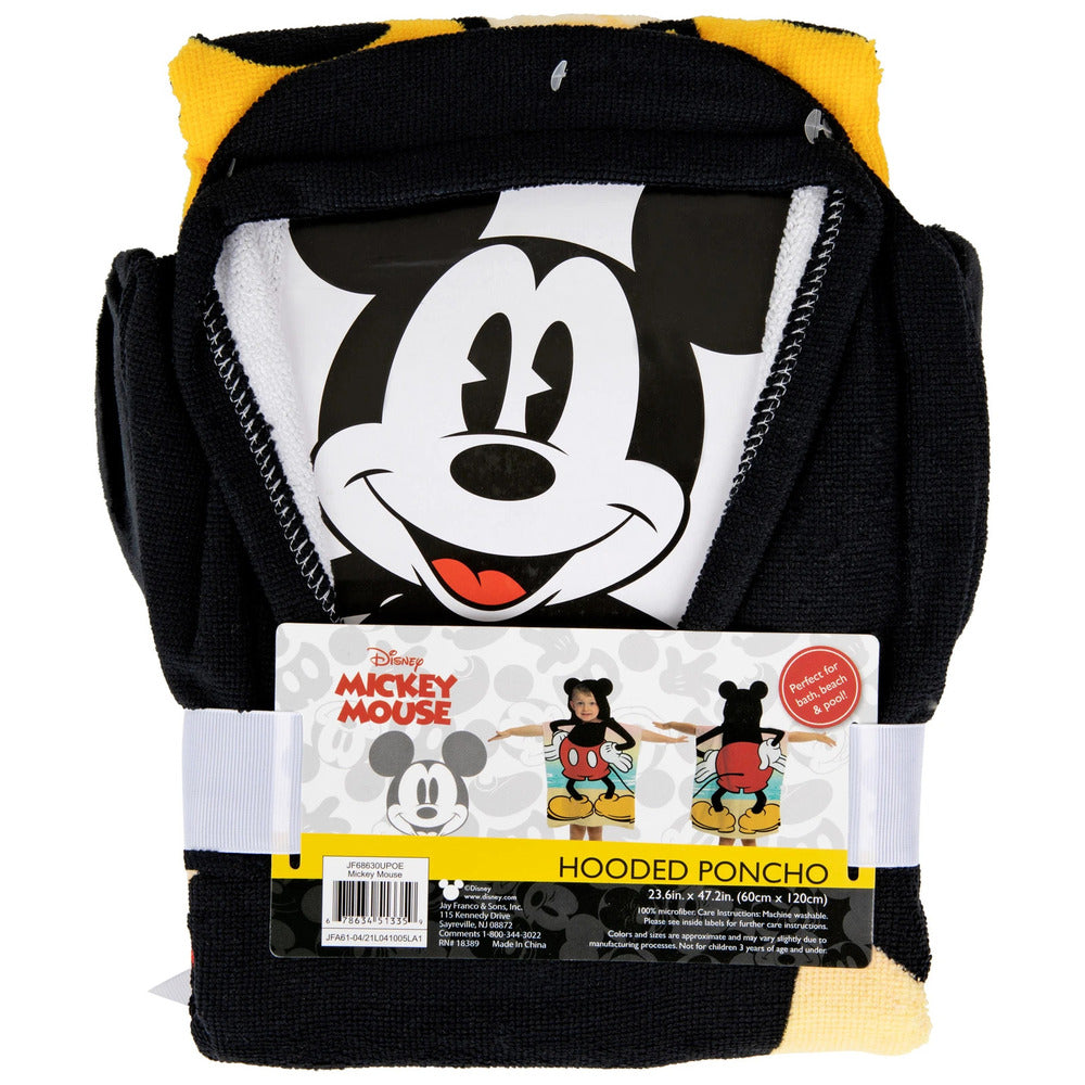 Disney - Mickey Mouse Hooded Towel For Kids-Perfect For Bath Beach And Pool