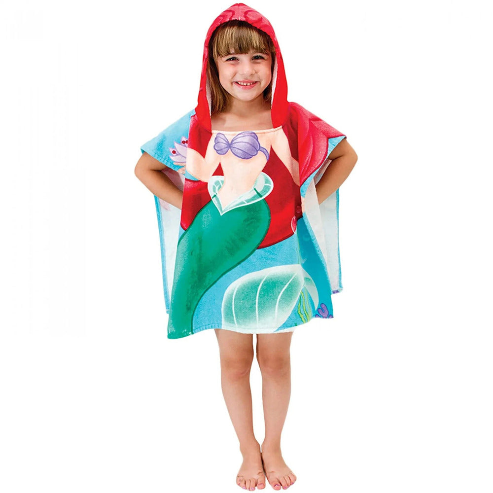 Disney - Little Mermaid Ariel Hooded Towel For Kids-Perfect For Bath Beach And Pool