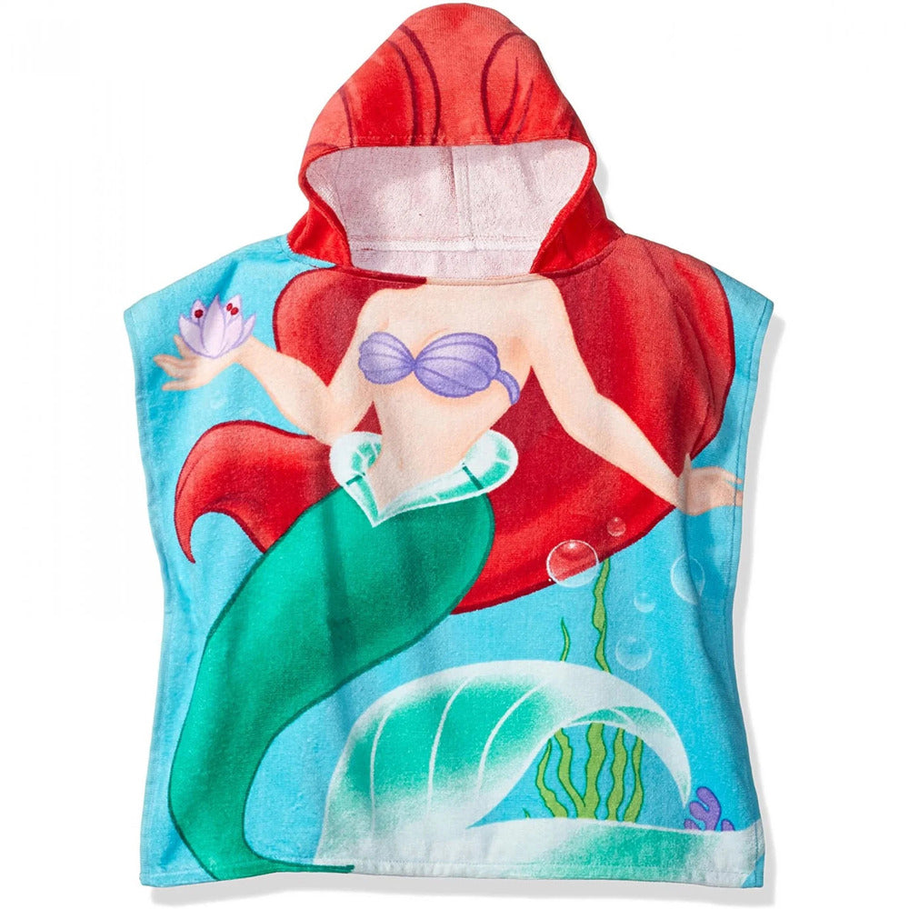 Disney - Little Mermaid Ariel Hooded Towel For Kids-Perfect For Bath Beach And Pool