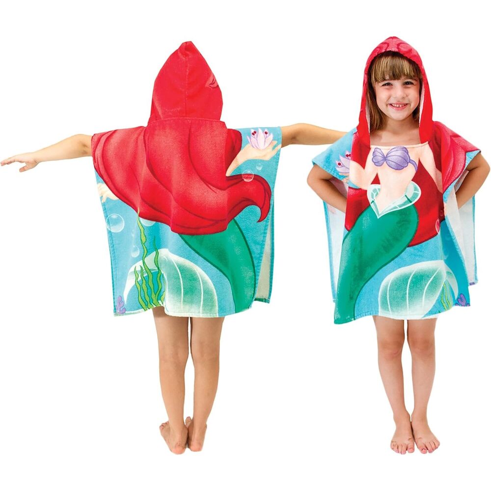 Disney - Little Mermaid Ariel Hooded Towel For Kids-Perfect For Bath Beach And Pool